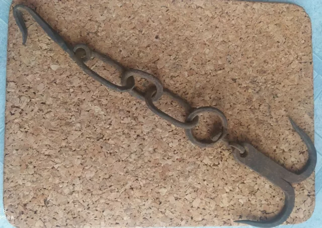 Old 1800's  Hand Forged Swivel WROUGHT Iron Hook HANGER Hunting Farm TOOL