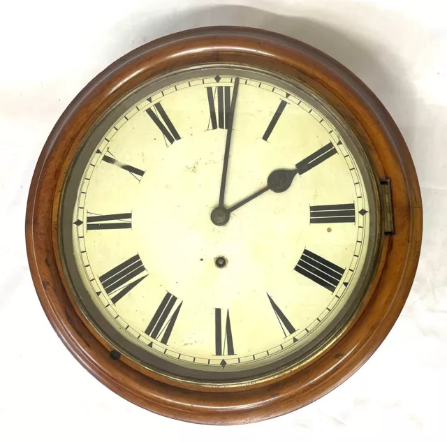 Antique Walnut Wall School Railway Clock : W & H Winterhalder & Hofmeier