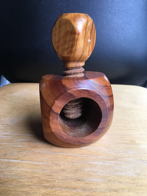 wood nut cracker threaded screw twist type wooden nuts cracking crack