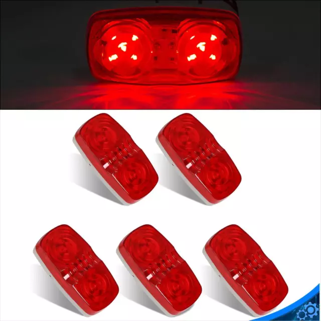 5x Red 4x2" Trailer Side Marker LED Light Double Bullseye 10 Diodes Clearance