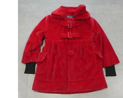 Le ragazze in pelliccia sintetica cappotto rosso (65% cotone, 35% poliestere) 8-10yrs condizioni eccellenti