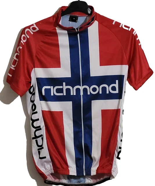 RUSH RICHMOND MENS XL Cycling Jersey Red White Blue Half Sleeve Activewear 12.99 PicClick UK