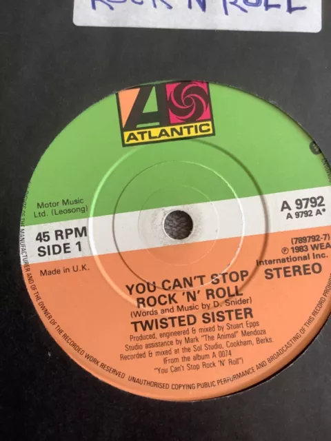 Twisted Sister - You can’t stop rock n roll.       used 7" vinyl record