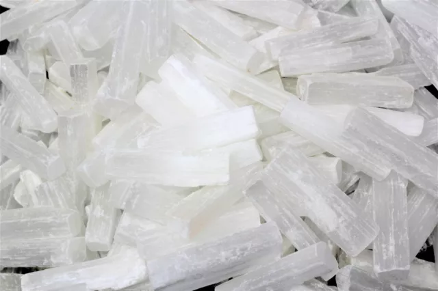 Bulk Wholesale Lot: 2 Lb Bulk MIXED 2.5" - 5" Selenite Logs Crystal Sticks Wand