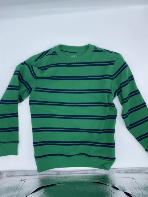 FADED GLORY SHIRT Boys Sz M (8) Green Navy Pullover Top Striped Pre ...