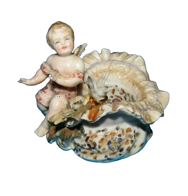 VASE CHÉRUBIN CORNE D' Abondance En Porcelaine De Plaue Thuringe