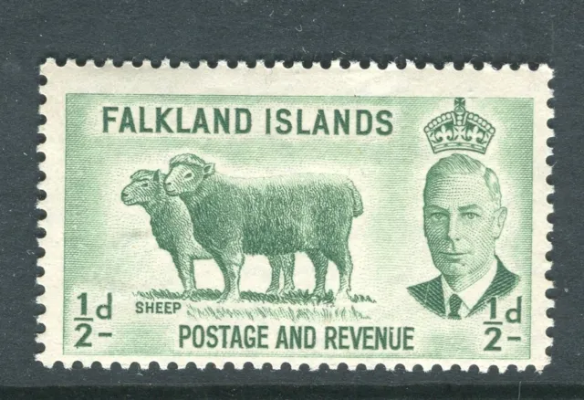 FALKLANDS; 1950s early GVI Pictorial issue Mint hinged Shade of 1/2d. value