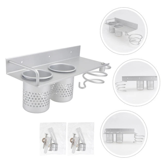 1 pieza Soporte Secador de Cabello Aluminio Largo Storage Shelf Silver