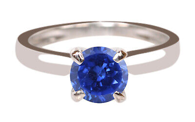 1.20Ct Round Shape 100% Natural Blue Tanzanite Solitaire Ring In 14KT White Gold