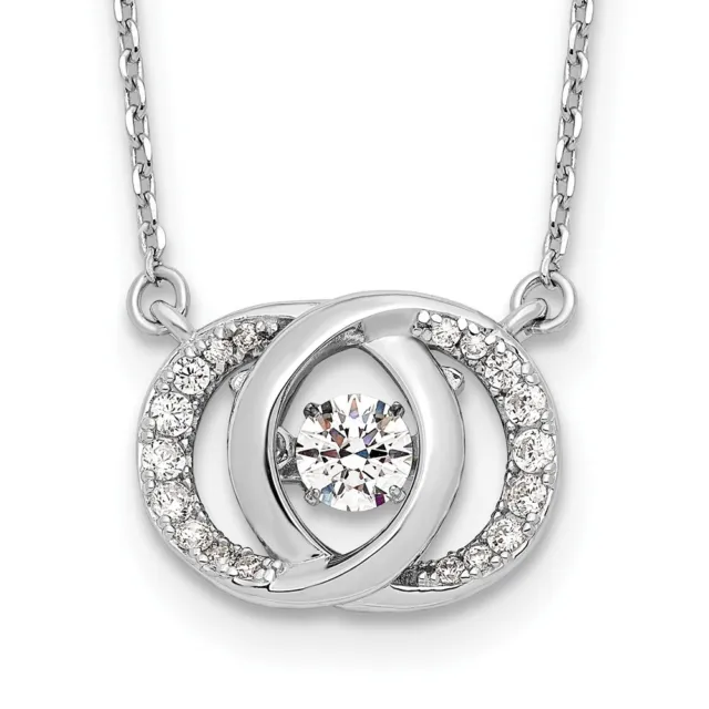 Sterling Silver Platinum-plated Cubic Zirconia w/two 1in ext. 15.5" Necklace