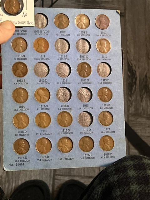 lincoln head cent collection 1909 to 1940 partially filled. 75 coins