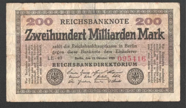 DEU-143g) — alt: Ro.118b) - RBN, Berlin; 200 Mrd. Mark vom 15.10.1923; FZ „LE"