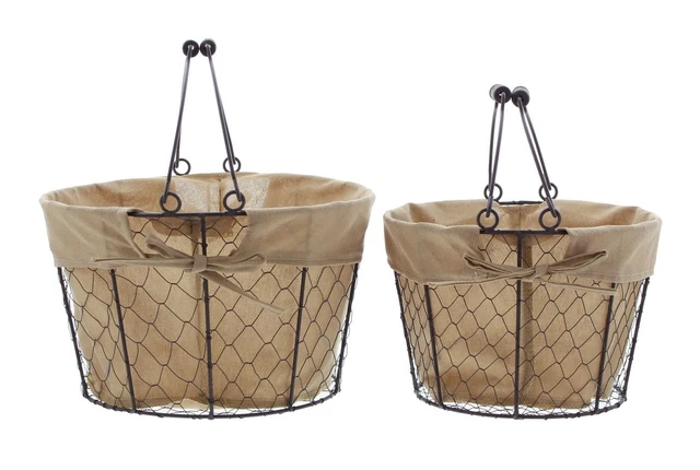 SB-Drahtkorb, 2er Set Riempi Carrello Cesto Intessuto Natura Manico Acquisto