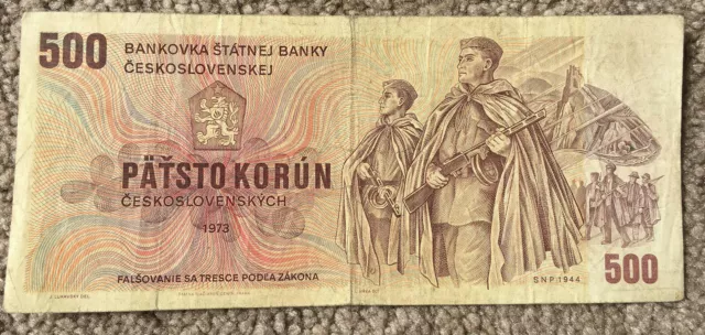 Czechoslovakia: 500 Korun banknote from 1973 in VG Condition. Z83 709737