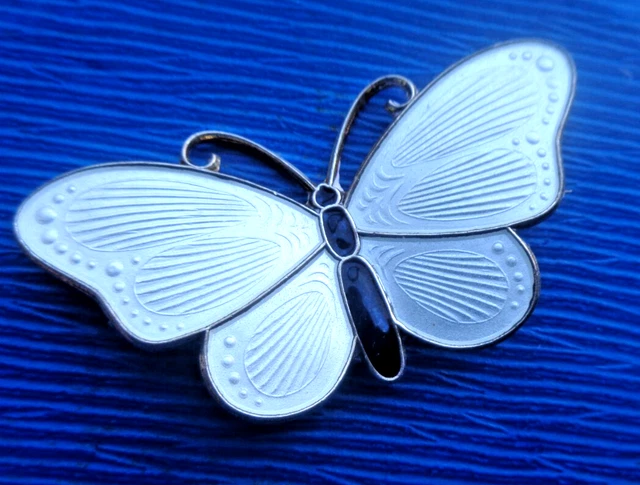 Broche Vintage Papillon En émail Filigrane Argent 800, 5,5g, Multicolore - Bijou Ancien Signé