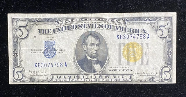 1934A $5 Silver Certificate WWII North Africa Note
