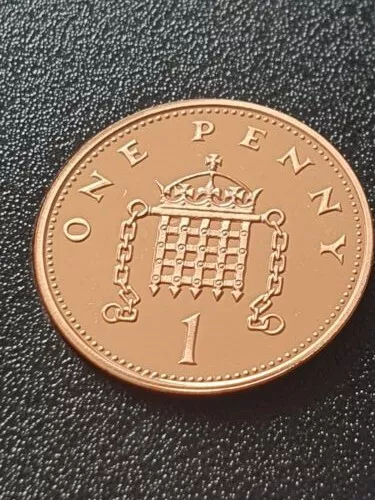 1993 PROOF 1p Crowned Portcullis One Pence Penny Coin BUNC