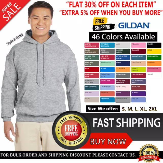 Gildan Adult Heavy Blend 50/50 Long Sleeves Pullover Hooded Sweatshirt G185