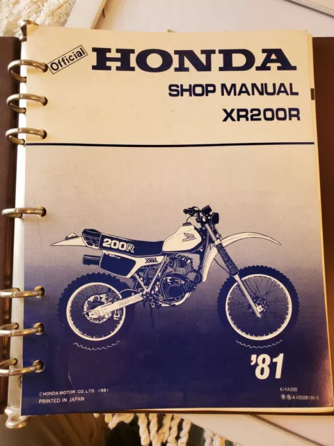 Honda Shop Manual for 1981 XR200R 61KA200 W/ OG BROWN BINDER FLAWLESS box6