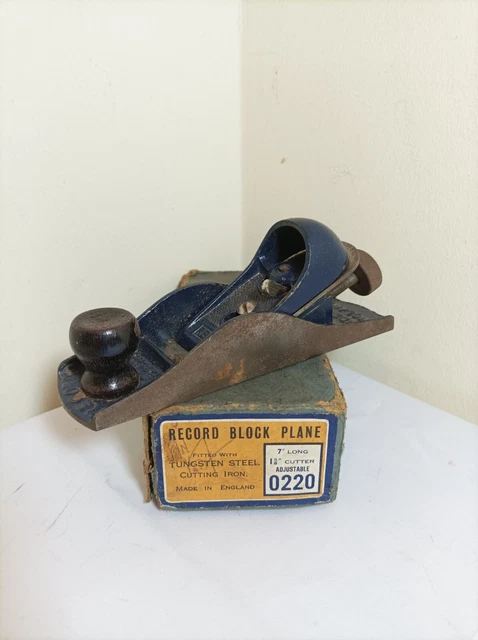 Vintage Record No 0220 Block Plane in Original Box