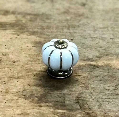 SINGLE WHITE ENAMEL PULL Drawer Cabinet Knob Porcelain Handle Screw Included