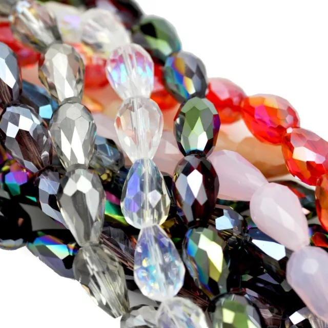 Glass Crystal Faceted Teardrop Briolette Beads for Jewellery Making Craft