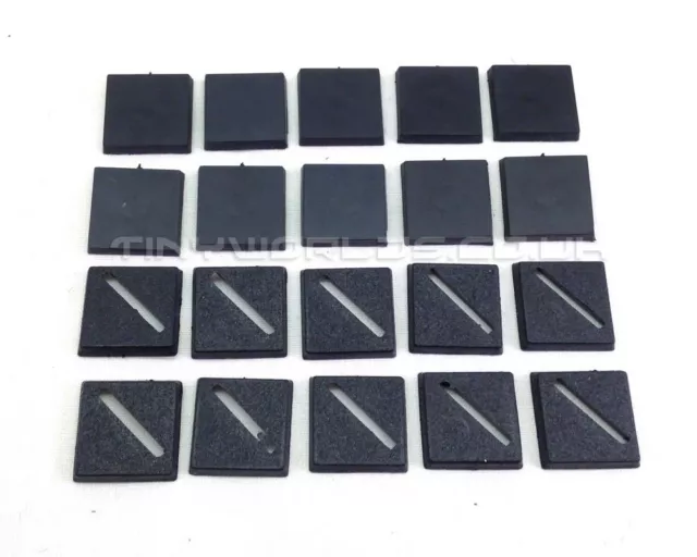 20mm Square Black Plastic Slotta / No Slot Bases - Wargaming Warhammer 40k