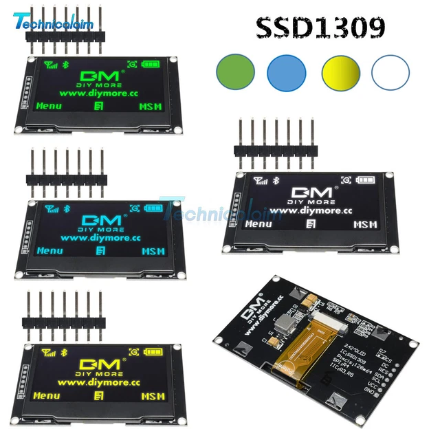 Écran OLED Flexible SSD1309 2.42" 128x64 – Module LCD Sans Verre Ultra-Fin, 24 PIN, Affichage Bleu Lumineux Pour Bricolage & Projets DIY