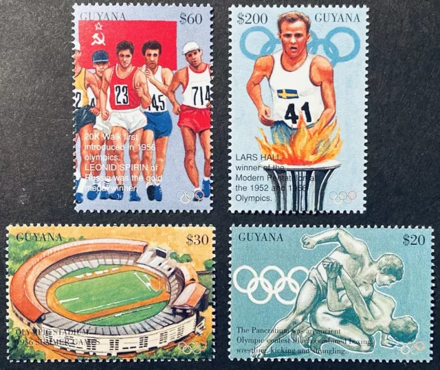 Guyana 1996 Atlanta Summer Olympics Stamps Set 4V Mnh Sports Stadium 20K Walk