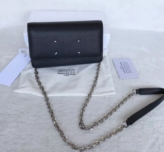 Maison Margiela chain wallet shoulder bag Black Embossed leather 11cmX19cmX4cm 3