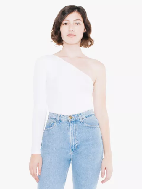 NWT American Apparel 2x2 Super Soft Rib Luna Top Size M Off Shoulder Made in USA