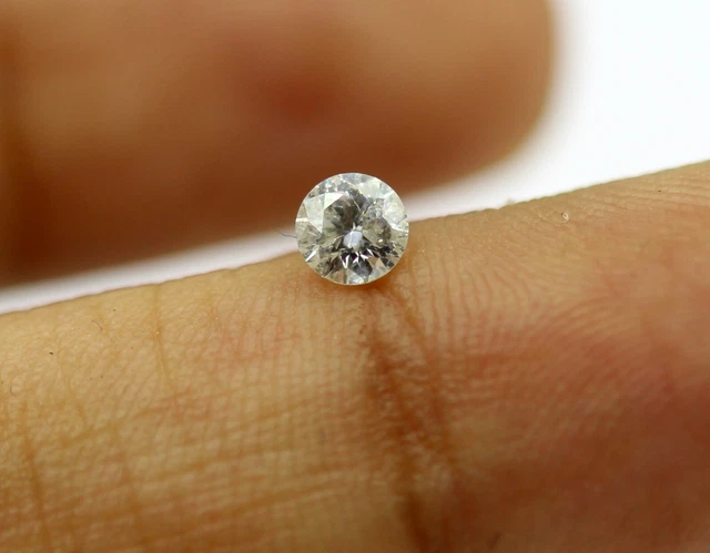 100% Certifié Naturel Diamant Blanc G-I2 Classement Parfait Rond Coupe 0.19 CT A
