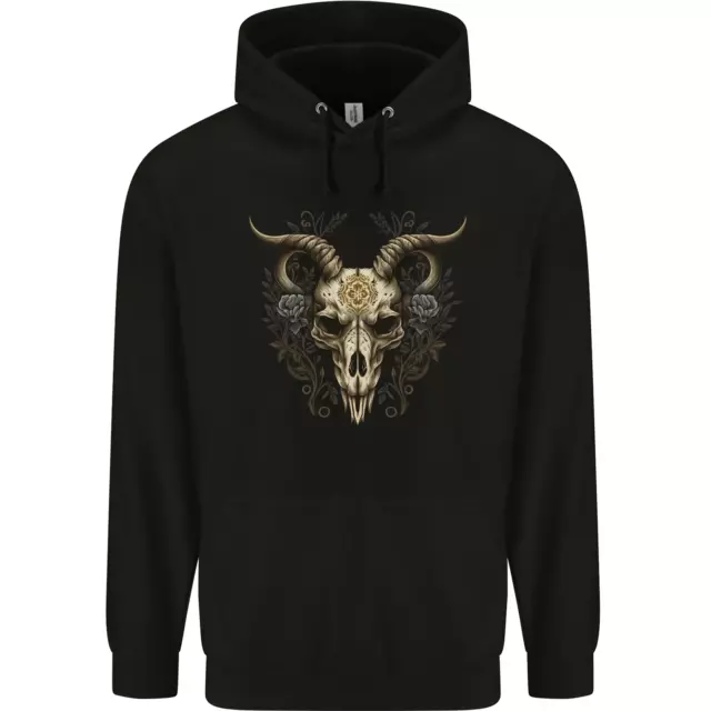 A Ram Skull Gothic Goth Heavy Metal Rock Mens 80% Cotton Hoodie