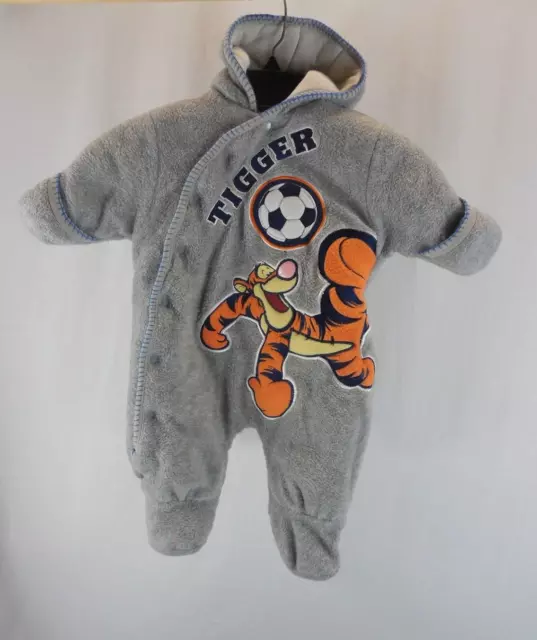 Disney Infant's Baby Bunting Snow Suit 3-6 Months Tigger Gray Embroidered Fleece 2