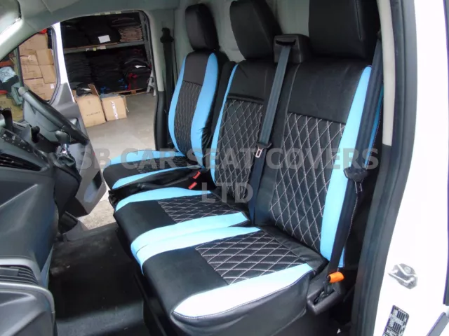 Pour Ford Custom Transit UK Special Camionnette, Seat Covers, Bleu/Noir Diamant