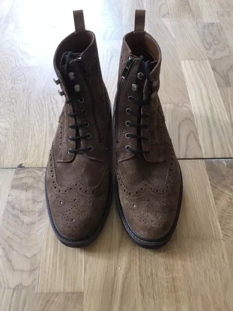 MENS BROWN SUEDE Brogue Boots ,Size 9 £14.95 - PicClick UK