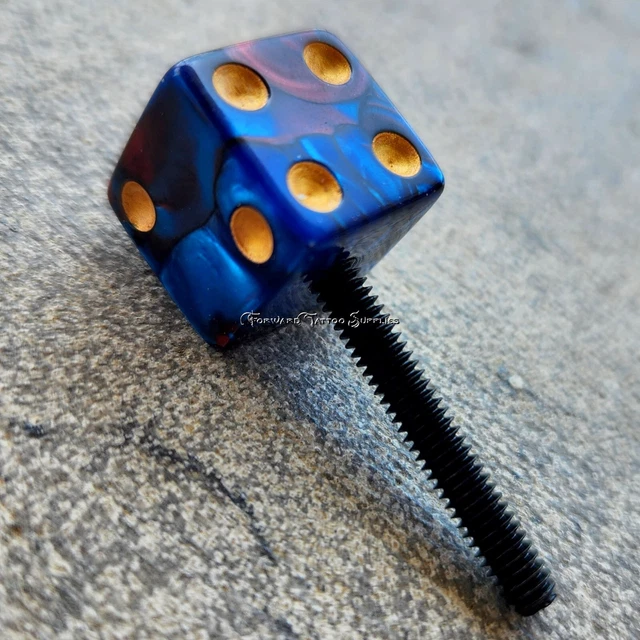 1 máquina de tatuaje 8-32 tornillo de contacto de hilo americano grande azul/rojo dados de galaxia