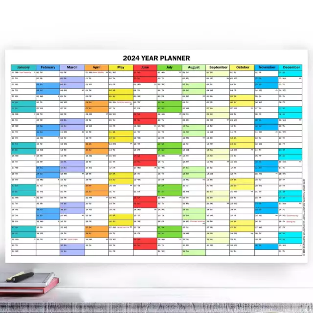 2024 A1A2 SIZE Calendar Full Year LARGE Wall Planner Home Office Work Organiser £4.99 PicClick UK