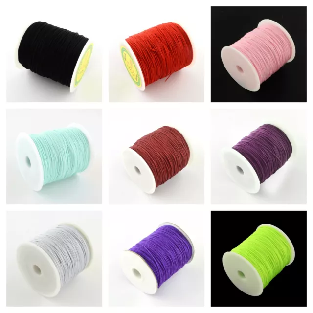 1-3-5-10m  Nylon Beading Cord Thread Braided Jewellery  Craft 1mm dia 45+Color