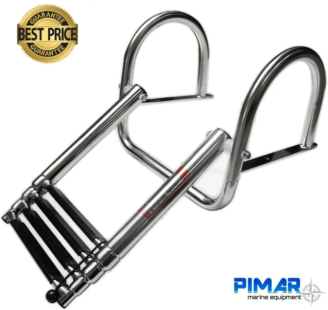 Scaletta telescopica Inox 4 Gradini con corrimano per Barca Gommone plancette