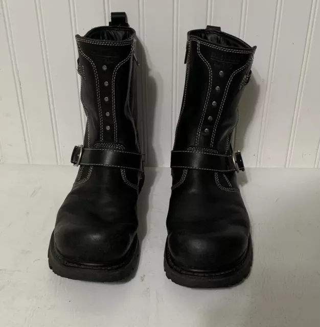 MENS EDDIE MORAN Black Leather Harness Motorcycle Ankle Boots Size 10 M GUC 74.99 PicClick