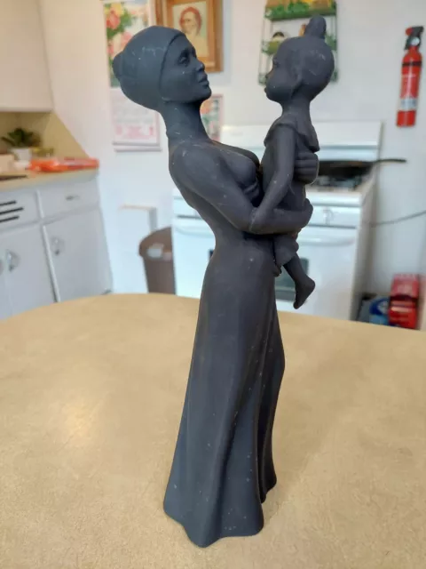 Ceramic Bisque U Paint African American Mother Daughter Gown Figure Black Base