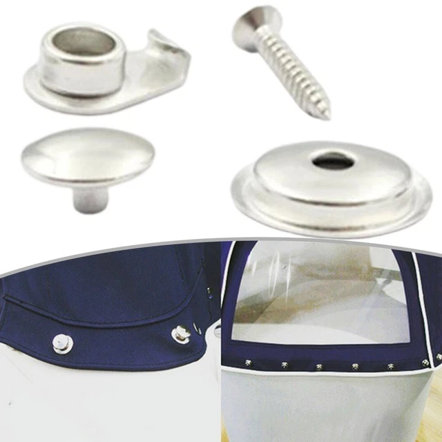 Bouton à Pression Pour Vissage 15 Mm Et 10 Mm Métal Fixation à Boutons Automatiques En Toile Avec Vis En Acier Inoxydable Pour Bateaux à Voile, Remorques, Voitures, Bâches, Tissus De Jeans