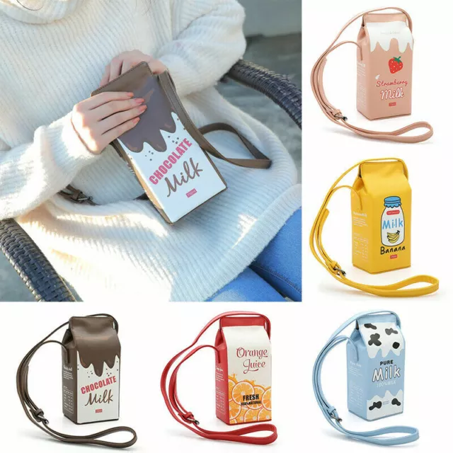 Ladies Kawaii Tote Bag Carton Milk Carton Portable Girl Messenger Shoulder Bag#H 2