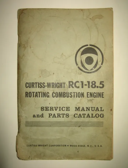 Old Curtiss Wright RC1-18.5 Engine Service Manual & Parts Catalog Wood-Ridge NJ