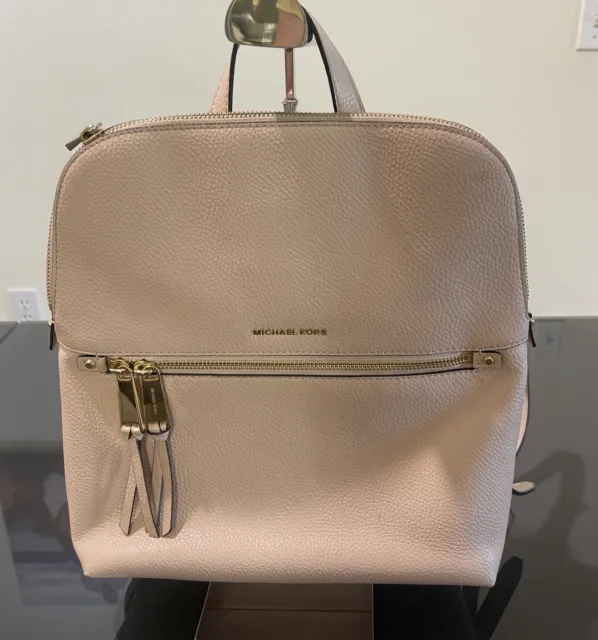 Michael Kors Rhea Pink Soft Pebbled Leather Backpack