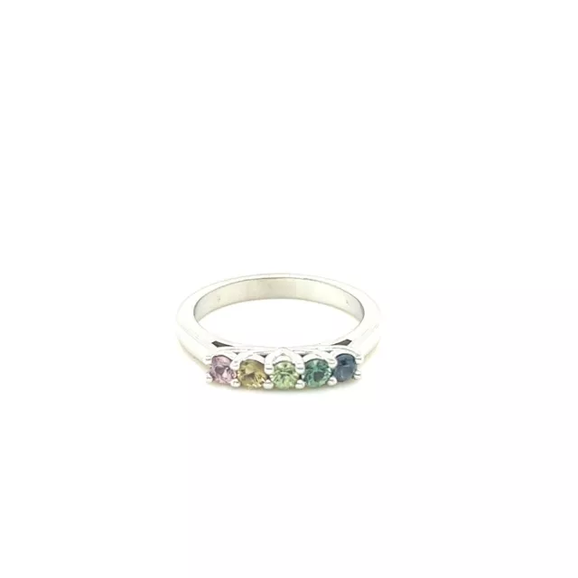 14kt White Gold Pastel Rainbow Sapphire (Unheated) Ring