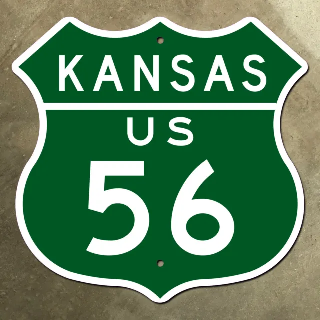 Kansas US route 56 highway marker road sign 1962 Santa Fe Trail green shield