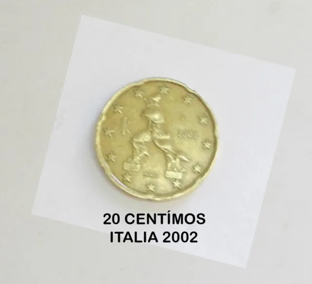 20 Cent Von Euro Italien Mac 2002 Münze Seltene Ausgezeichnet Staat