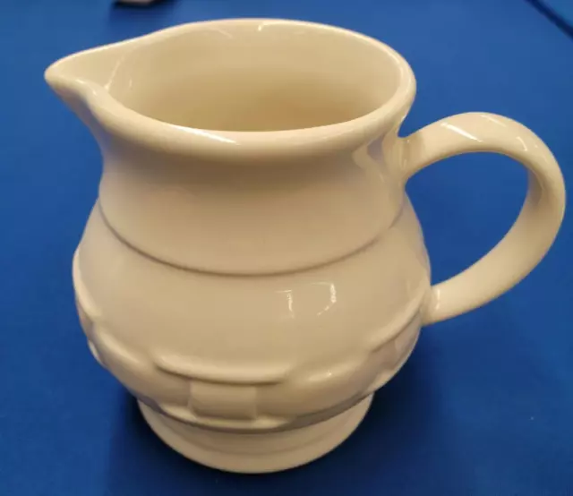 Longaberger Pottery Woven Traditions Ivory Handled PITCHER 6"